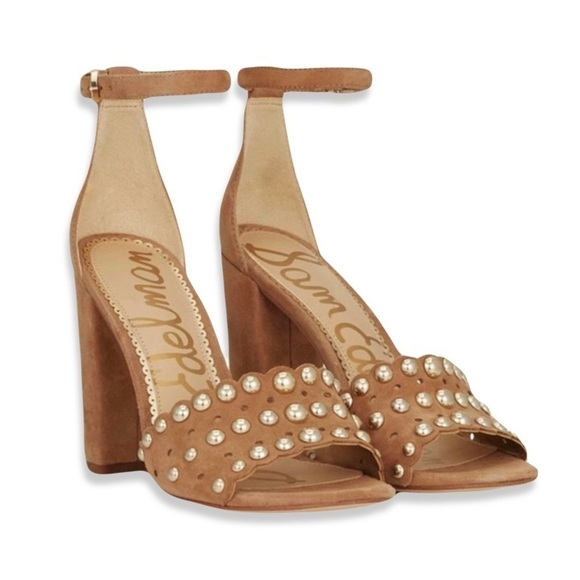 SAM EDELMAN Yaria Suede studded block heel open toe Sandals Womens size 6.5 - Picture 16 of 16